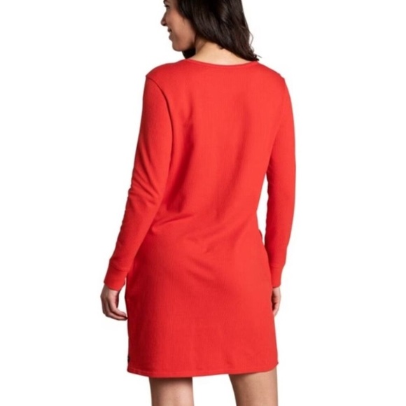 Toad&Co Ponderosa LS Dress Red Long Sleeve Ribbed Midi Dress Small - Picture 2 of 11
